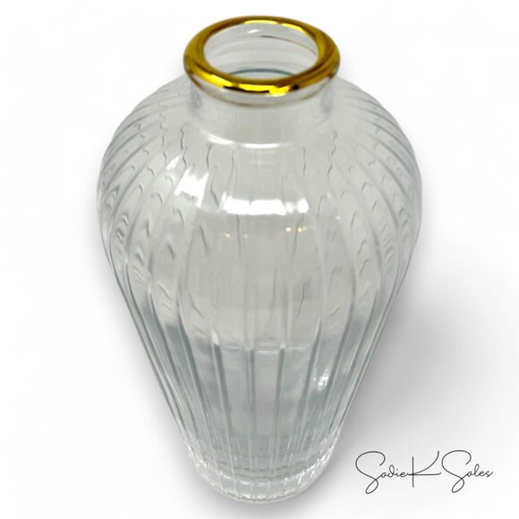 9" Fluted Clear Glass Bud Vase Gold Rim – Hearth & Hand Magnolia, Christmas 2024 - Picture 5 of 6